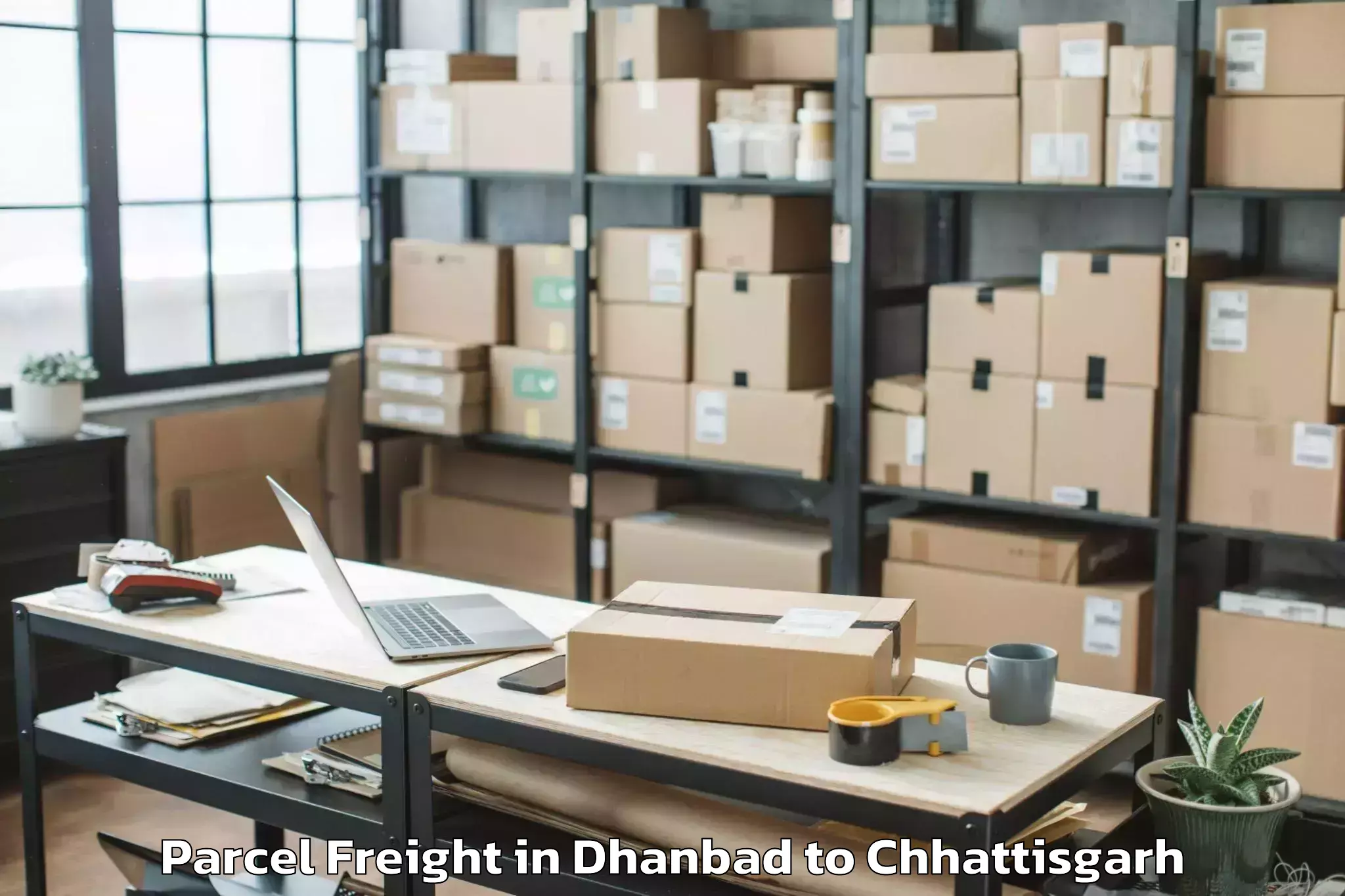 Book Your Dhanbad to Dongargarh Parcel Freight Today